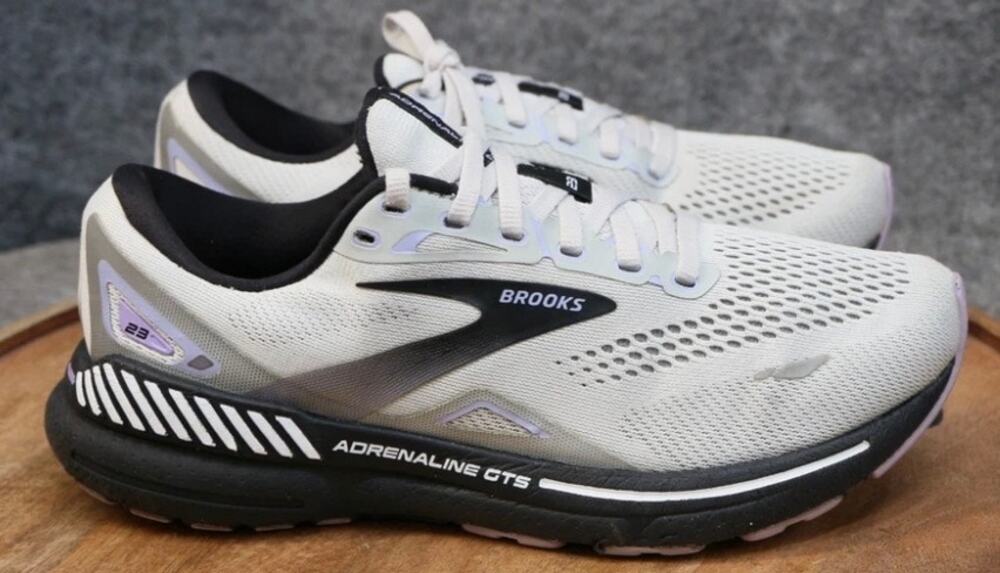Brooks Adrenaline GTS 23 Women 6 Gray Black Purple Running Shoe Walking Gym